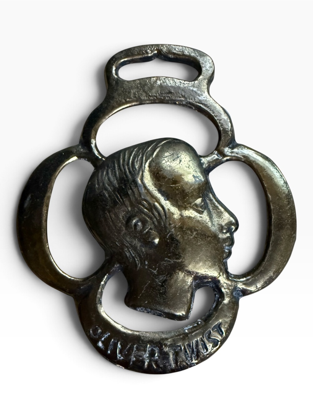 Vintage English Horse Brass Medallion - Charles Dickens "Oliver Twist"